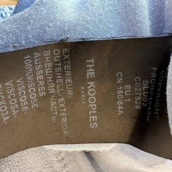 The Kooples Dusty Blue Button Front Mini Dress Size 4 Designer Cottagecore $350 - Picture 9 of 13